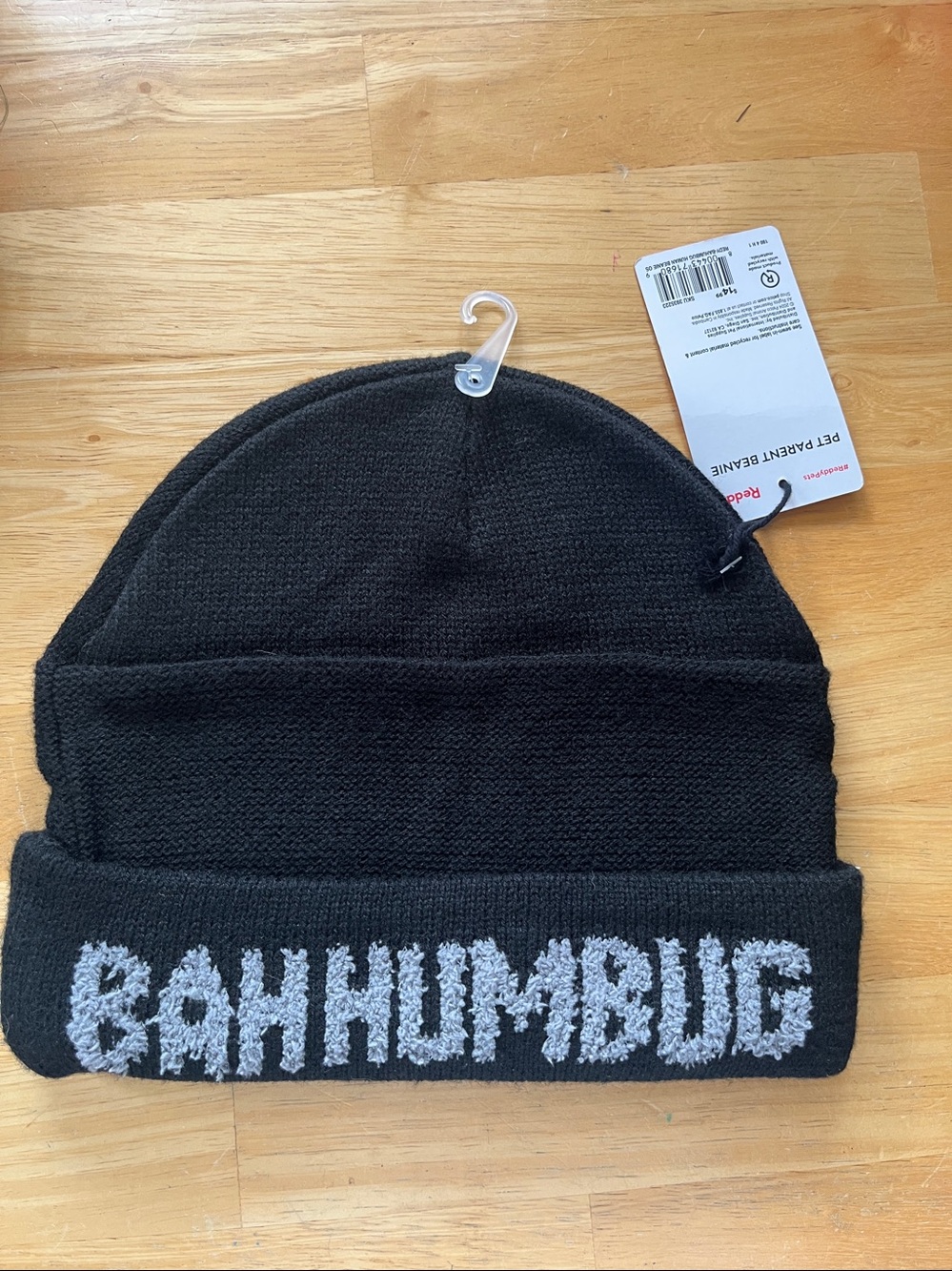 Bah Humbug Black Pet Parent Wool Beanie by Reddy